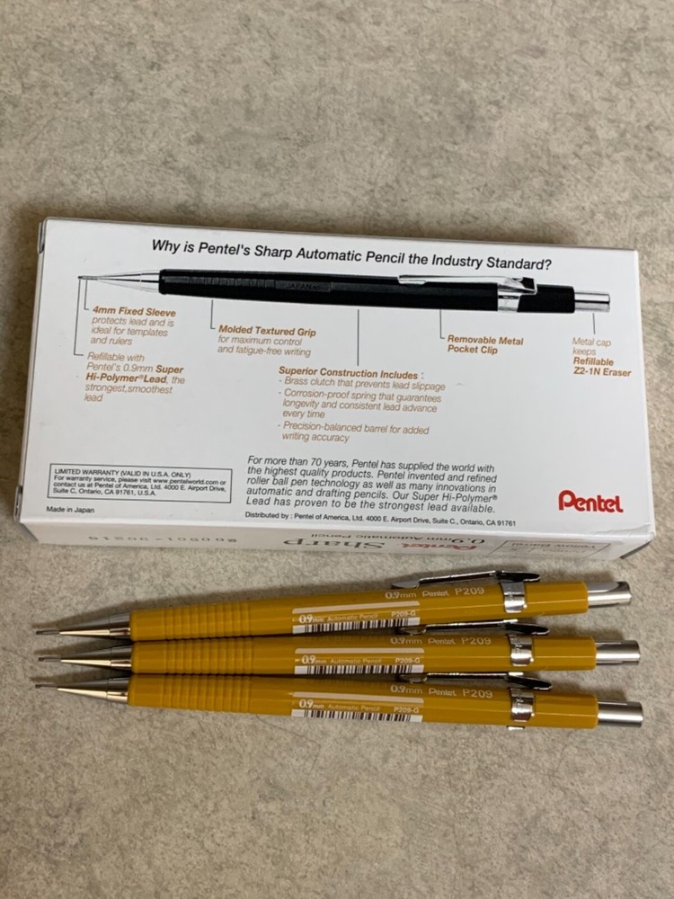NEW 3 EACH SHARP .9MM AUTOMATIC DRAFTING PENCIL P209