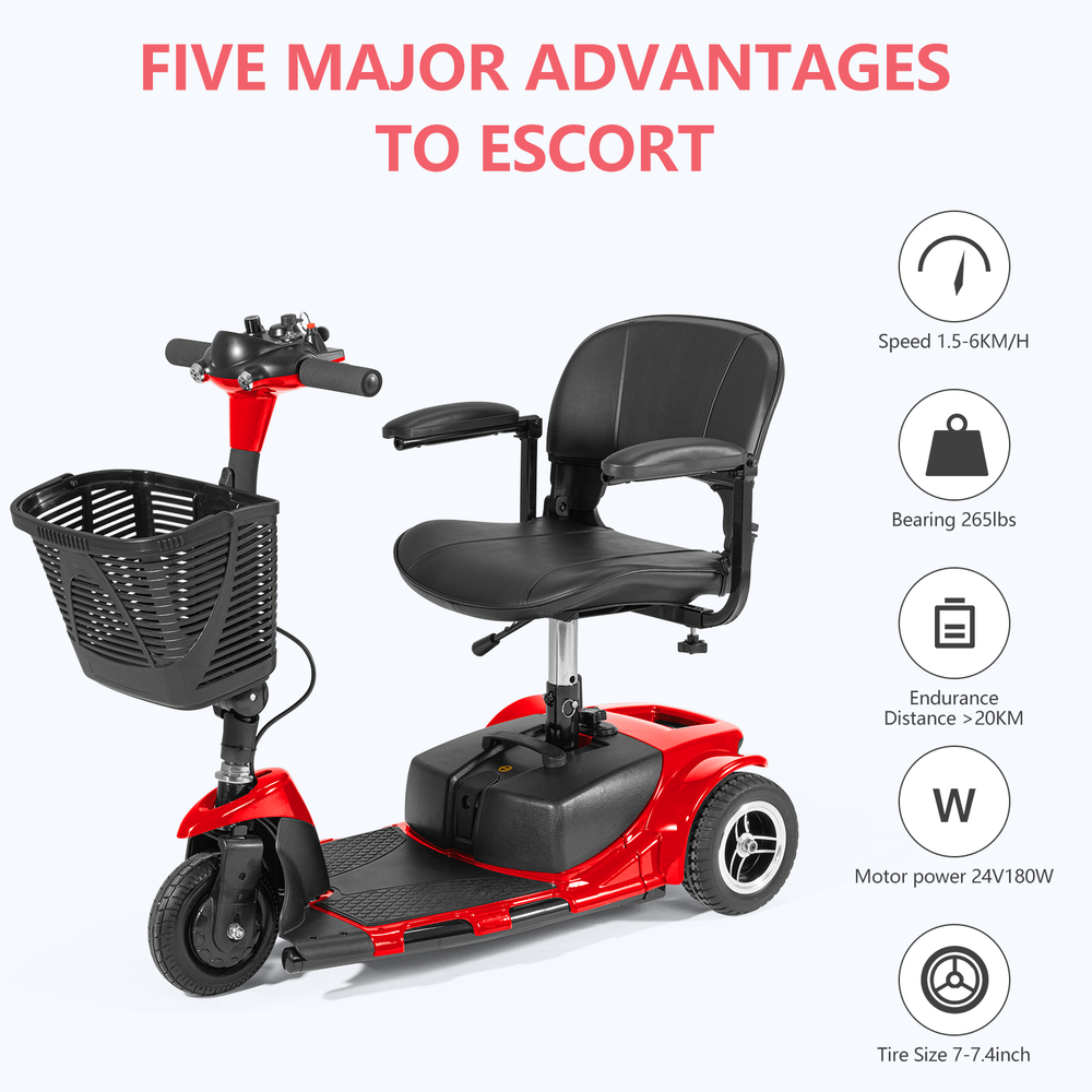3 Wheel Mobility Scooter Electric Powered Mobile Folding Wheelchairs Device New