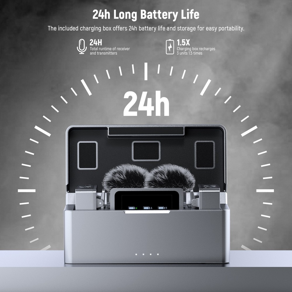 NEEWER CM31D Wireless Mic - 8GB, 820ft, 48KHz, for iPhone/Android/PC