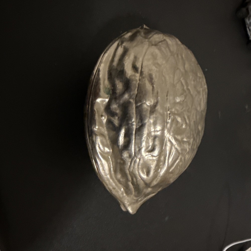 Silver Tone Metal Large 5" Walnut Hinged Nut Cracker