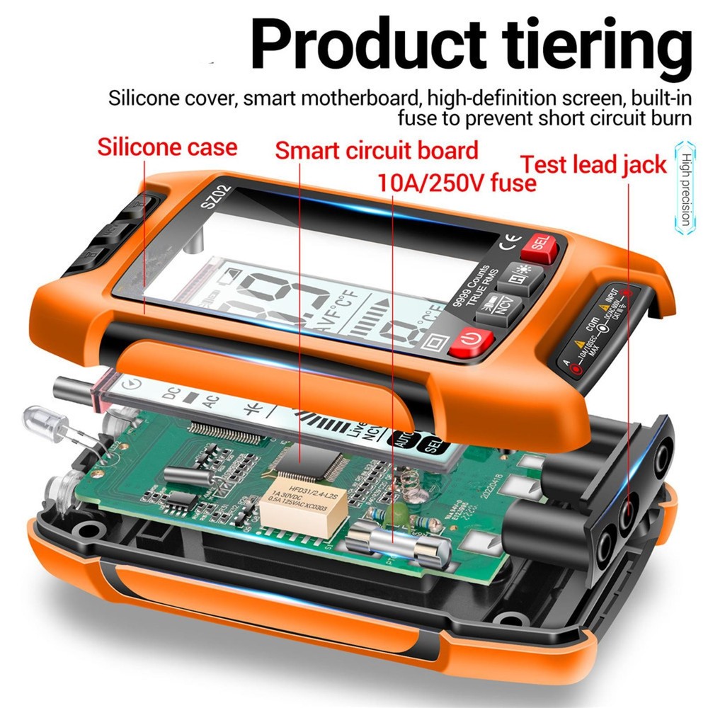 Digital Multimeter 9999 Counts True RMS Auto Electrical Capacitance Meter Tool.