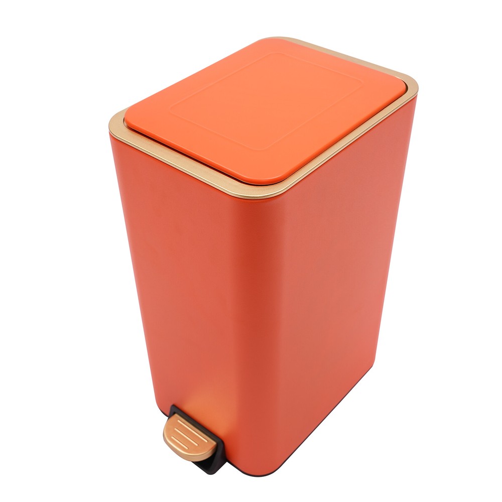 12L/3.17Gal Foot Pedal Trash Can Modern Rectangle Step On Garbage Bin Orange