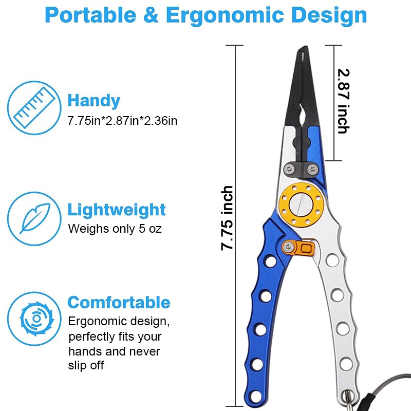 Fishing Split Ring Pliers Aluminum Hook Remover Braid Cutters Scissors Multitool