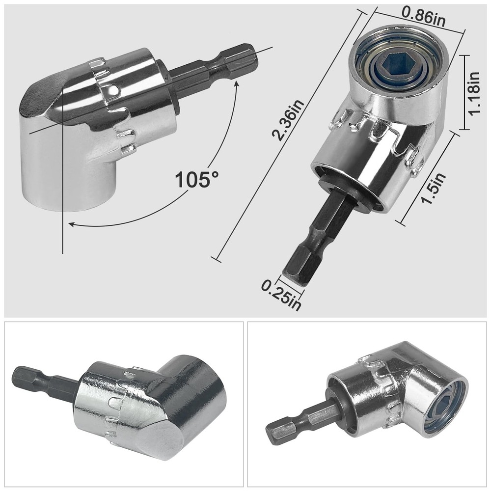 Guyuyii 2 Pcs 105 Degree Right Angle Drill Adapter and Flexible Dri... Fast Ship