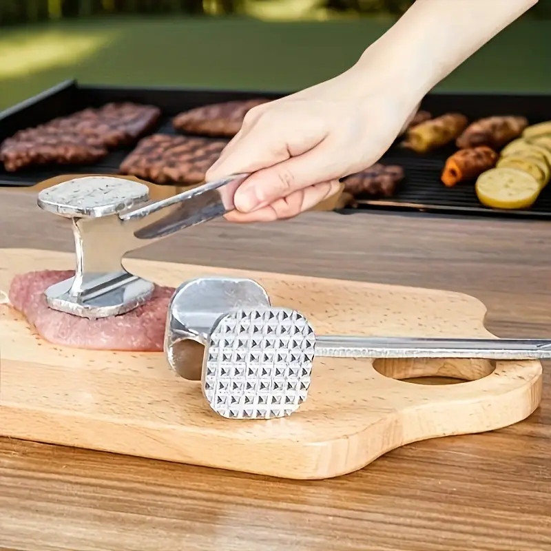 7.68" Double Side Beef Steak Mallet Pounder Meat Tenderizer Hammer Kitchen Tool
