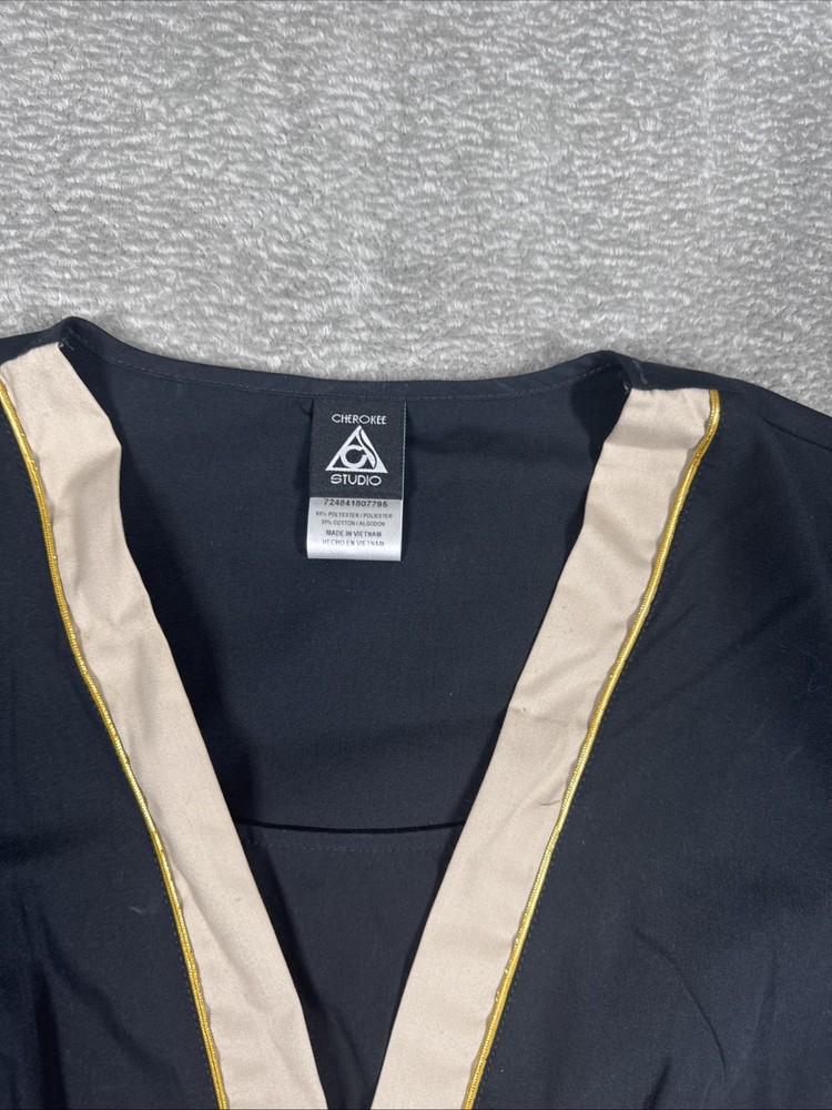Cherokee Studio Scrub Top Size Small Black Scrub
