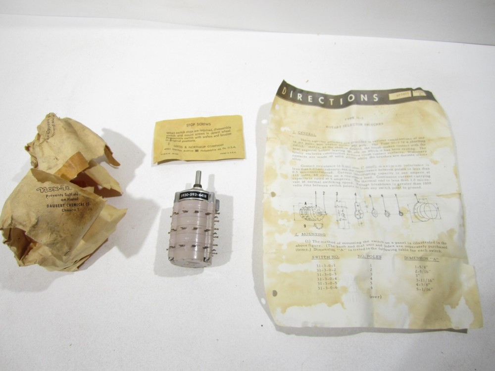 Leeds & Northrup Type 31-3 Rotary Selector Switch UNUSED