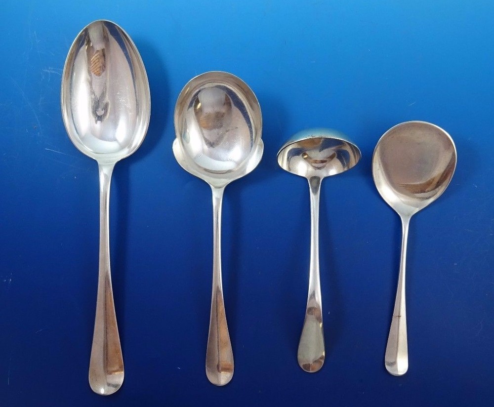 Group of 4 Dutch Sterling Silver Servers Rat Tail Pattern (#3029)