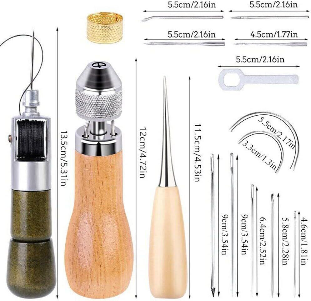 Leather Manual Speedy Stitcher Tool Sewing Awl Thread Kit with 4pcs Waxed Thread