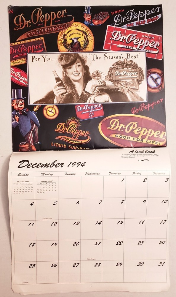 1994 Nostalgic Dr Pepper Calendar A Look Back...