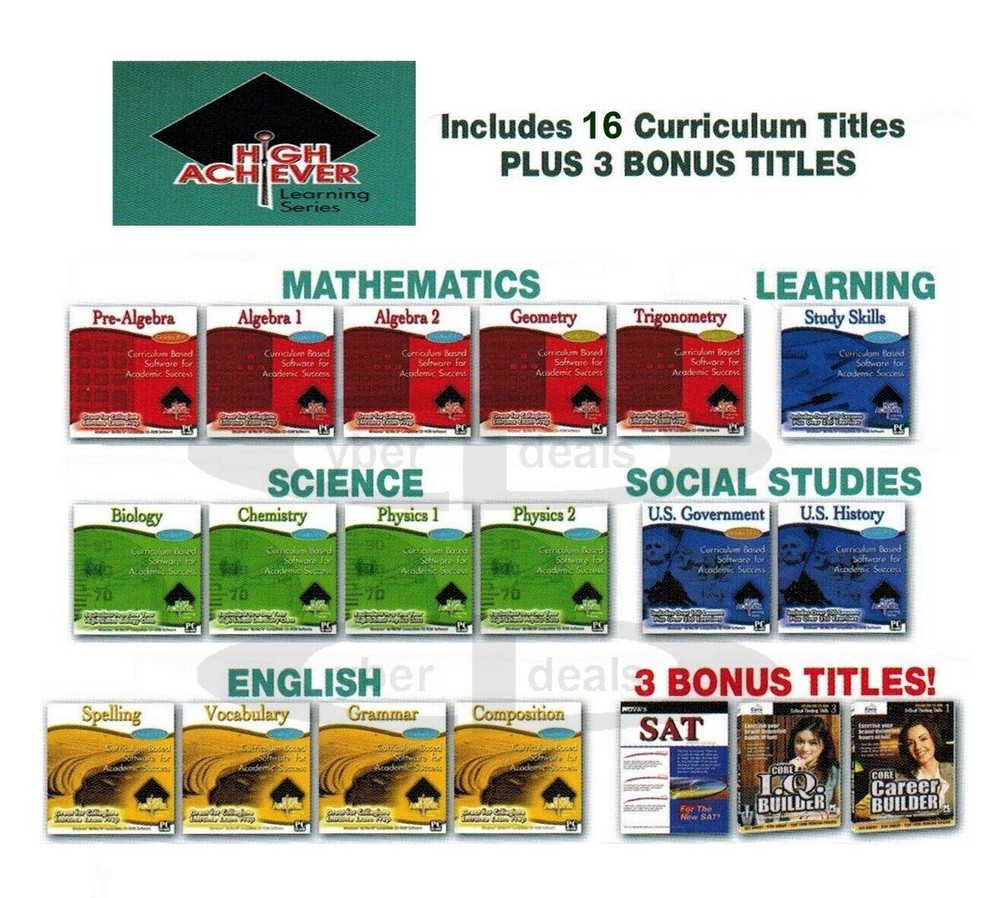 High Achiever U.S. Government & History + Many More Core Subjects PC Software
