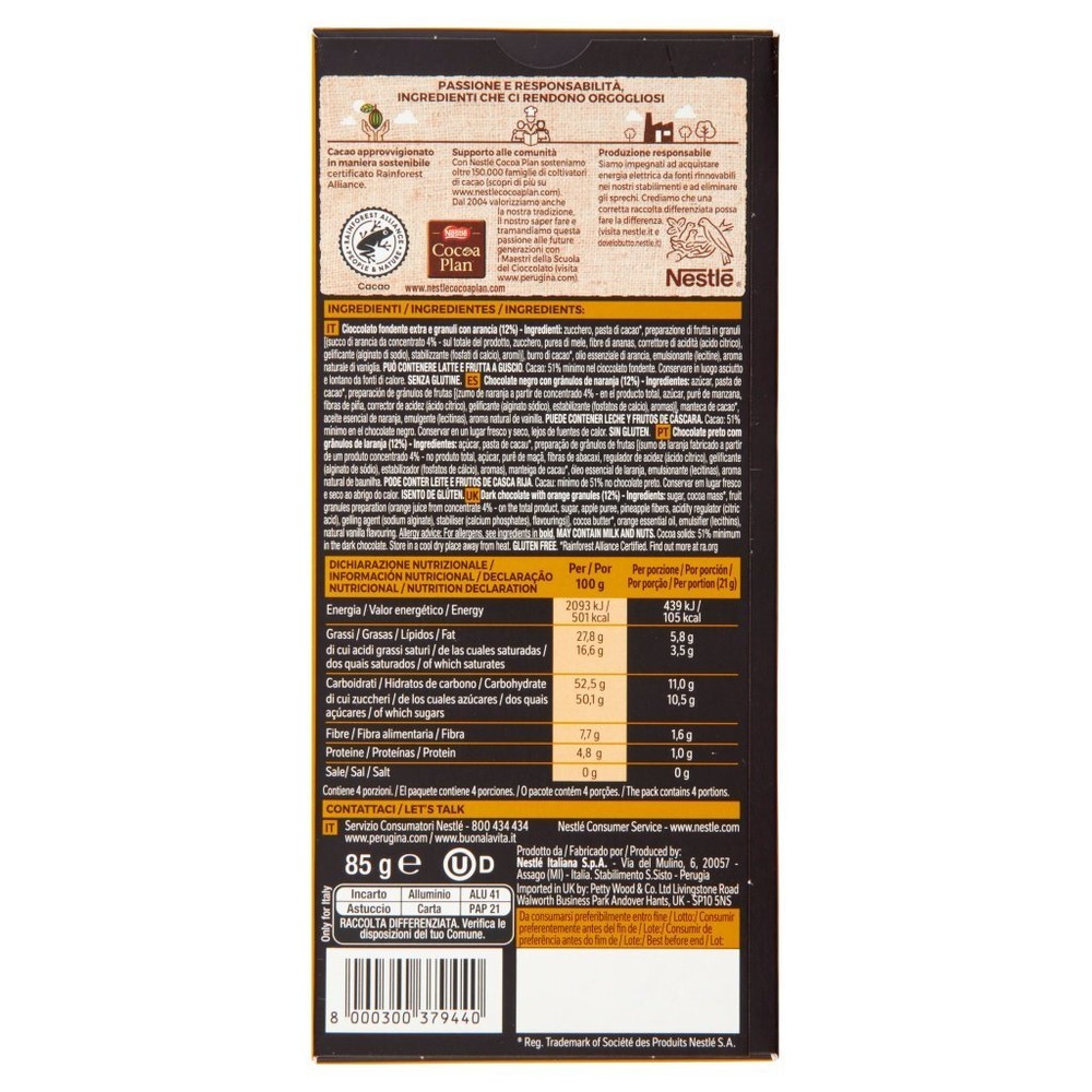 Dark Black Extra Orange Grave Dark Chocolate Tablet | 2,9 Oz /85 Gr