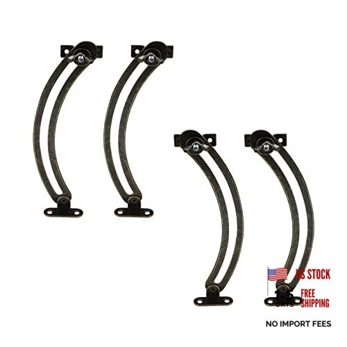 2 Pairs Bronze Lid Support Hinges, Cabinet Support Hinges Adjustable Curved