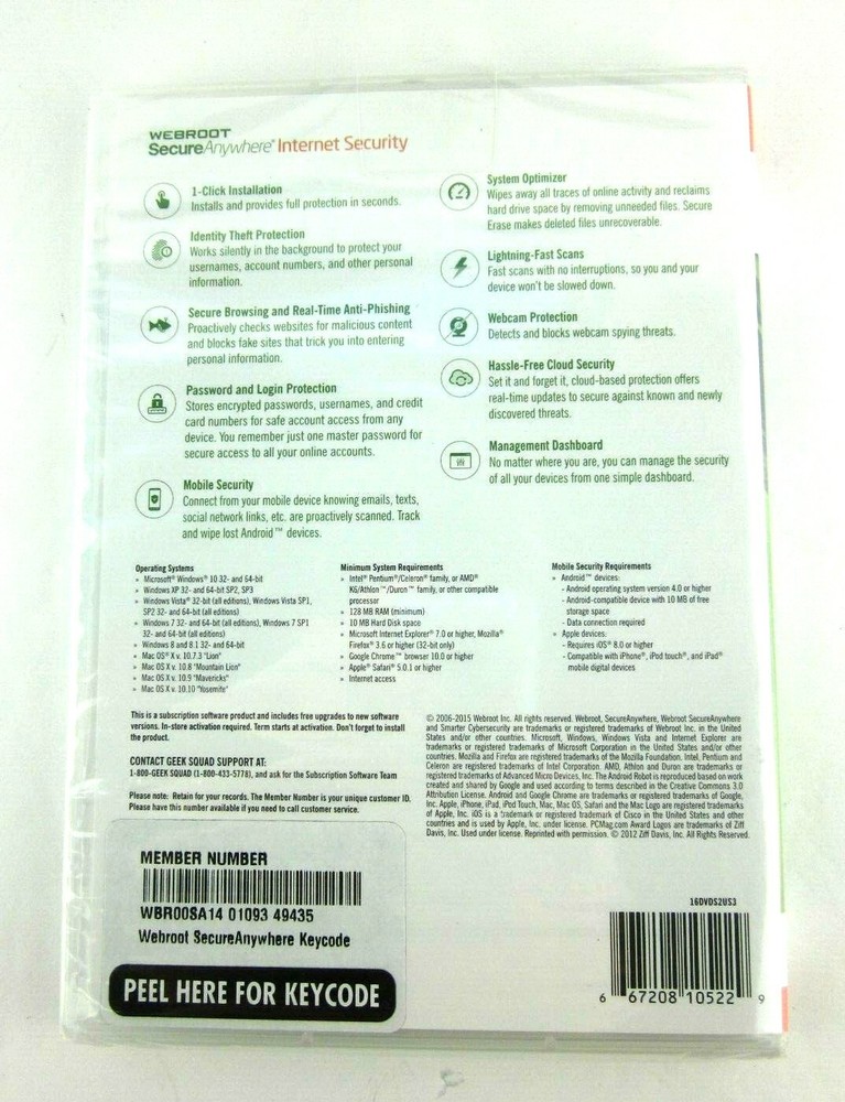 Webroot Internet Security Secure Anywhere CD New Sealed