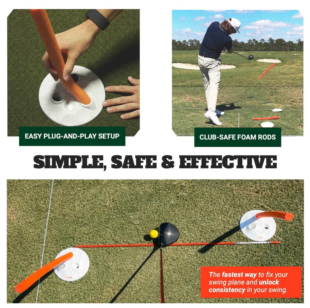 WHYGOLF Alignment Discs Lite Compact Golf Swing Trainer and Sticks Set with 2