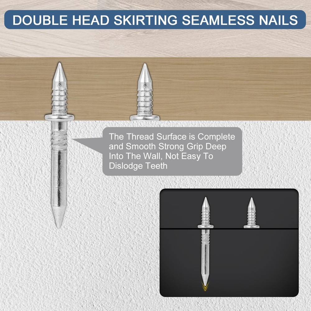 400pcs Hardware Nails Double Head Skirting with 4 Tools 1/4-80, Silver