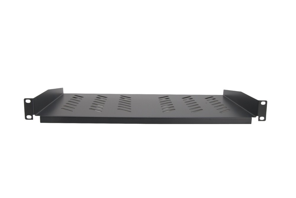 2-Pack - 1U 19” (480mm) Vented Server Rack Shelf Mounts 10” (250mm) Deep Tray