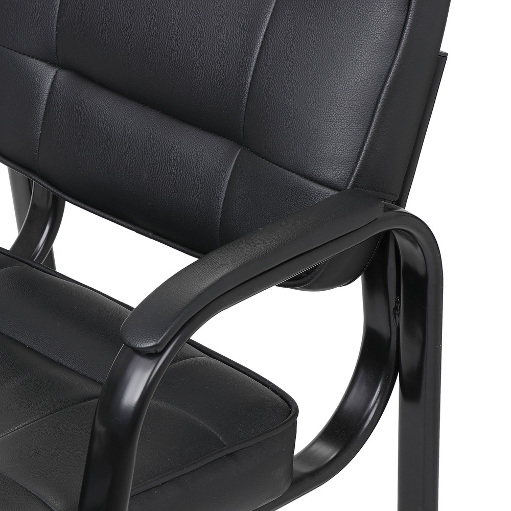 Back Smooth Leather Office Desk Computer Guest Chair with Armrest Reception