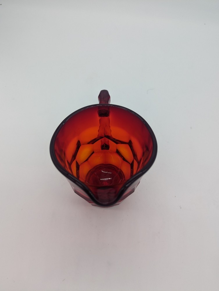 Vintage Viking Glass Ruby Red Honeycomb Pattern Creamer