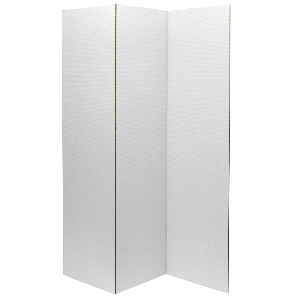 6 ft. Tall White Temporary Cardboard Folding Screen - 3 Panel