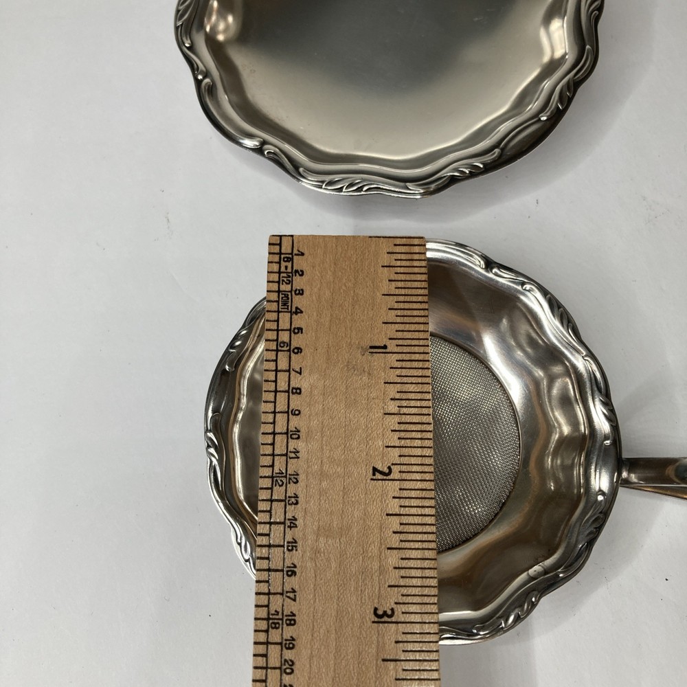 Vintage WMF Silver Plated Tea Strainer German Tableware With Footed Under Plate