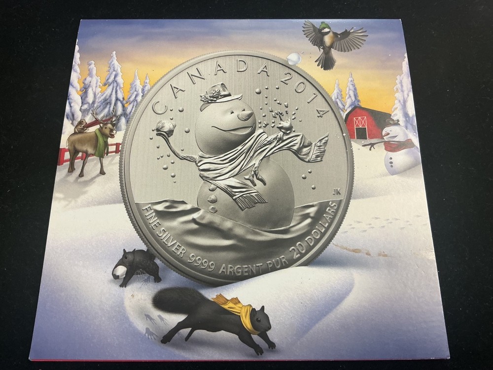 2014 CANADA $20 SNOWMAN SILVER COIN