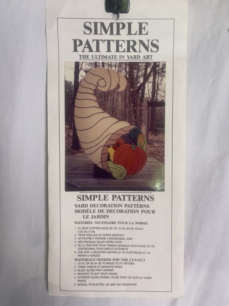VTG Simple Patterns For The Holidays ~Cornucopia~ Yard Art  Wood Pattern 1993.