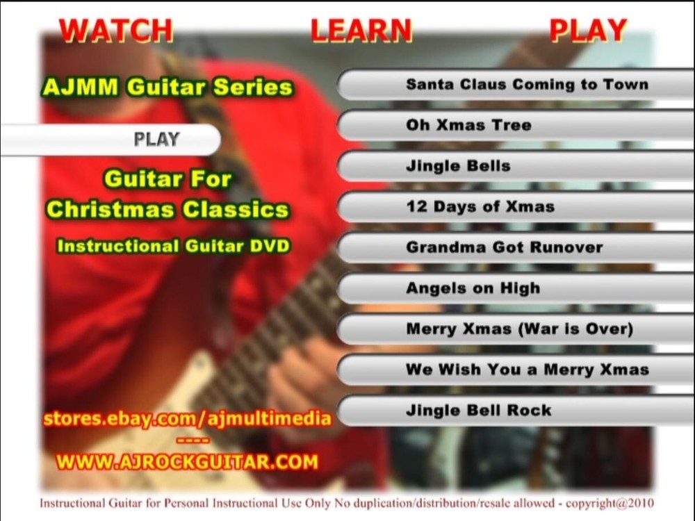 Custom Guitar Lessons, Learn Xmas Guitar Classics - DVD Video