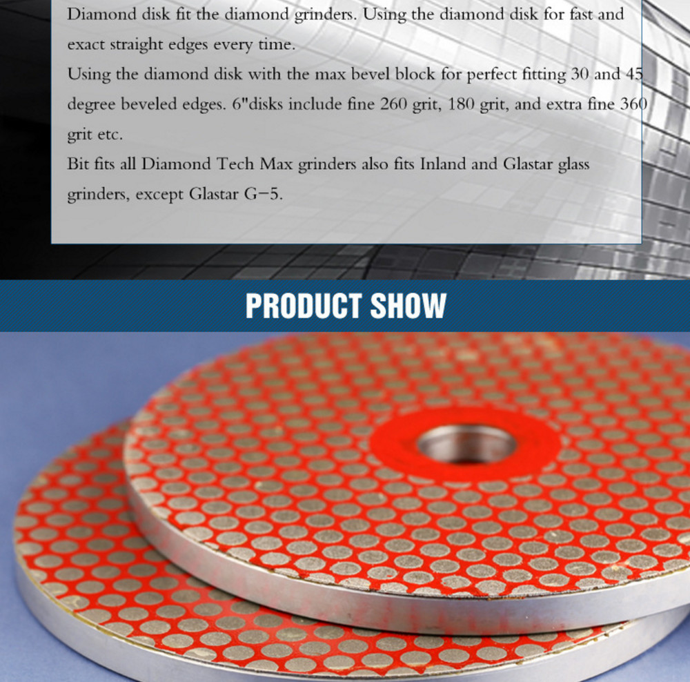 2pcs 260 GRIT DIAMOND GRINDING DISK FOR DIAMOND TECH BEVEL MAX GRINDER 6"