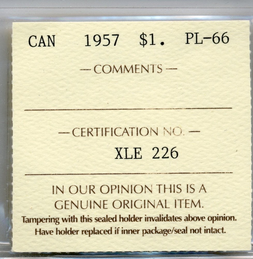 1957 Canada Silver Dollar - ICCS PL 66