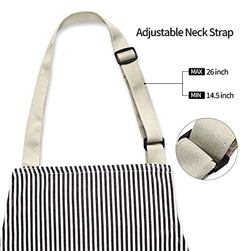 2 Pack Kitchen Cooking Aprons, Adjustable Bib Soft Chef Apron with 3 Brown 2