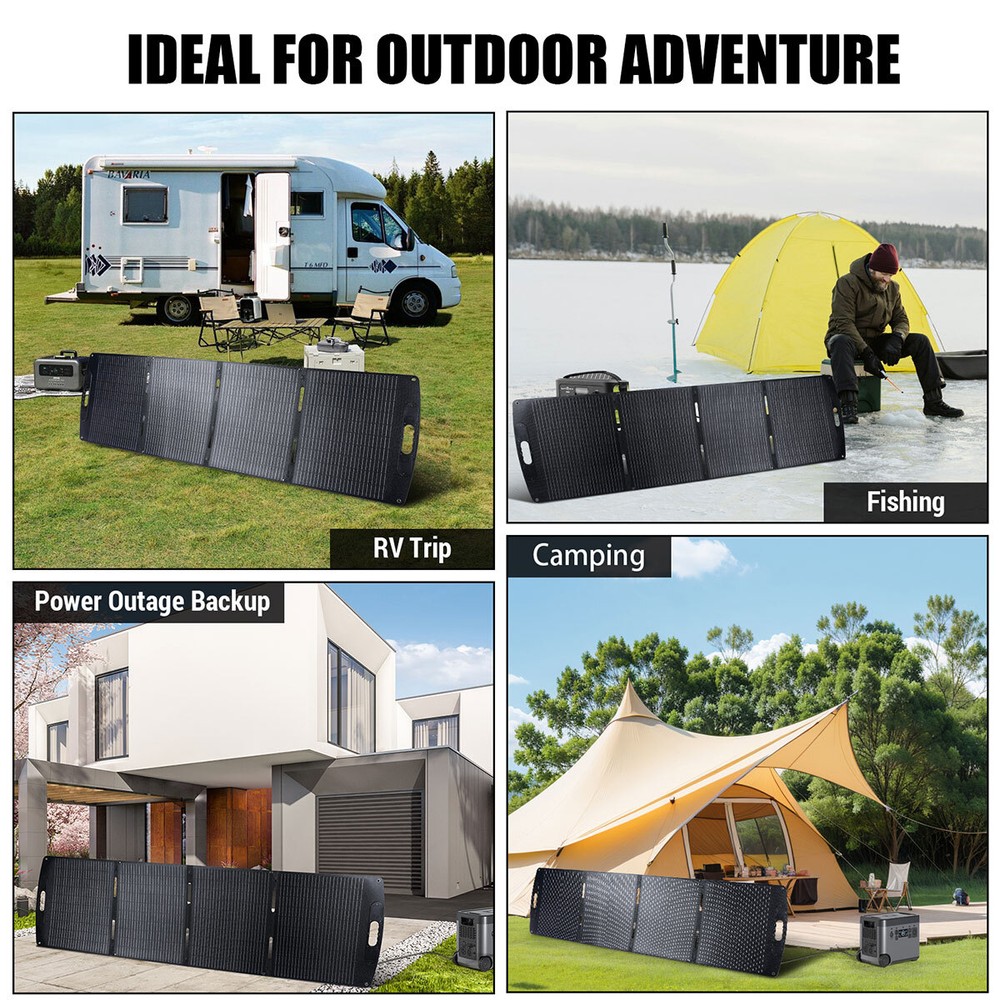 200W Foldable Mono Solar Panel & Charge Controller+Power Inverter for RV Camper