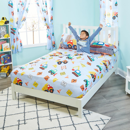 Everyday Kids Under Construction 3PC Twin Size Bed Sheet Set
