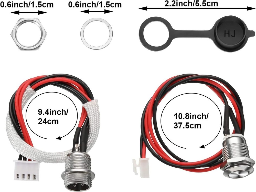 2-Pack 3-Prong Charging Port Replacement for Hoverboard & Smart Scooter
