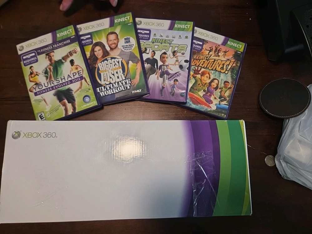 Xbox 360 Kinect Sensor Camera Bundle With 4 Kinect Games- All CIB