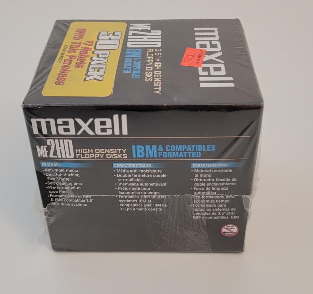 Maxell MF2HD 3.5" Micro Floppy Disks High Density 30-Pack Sealed