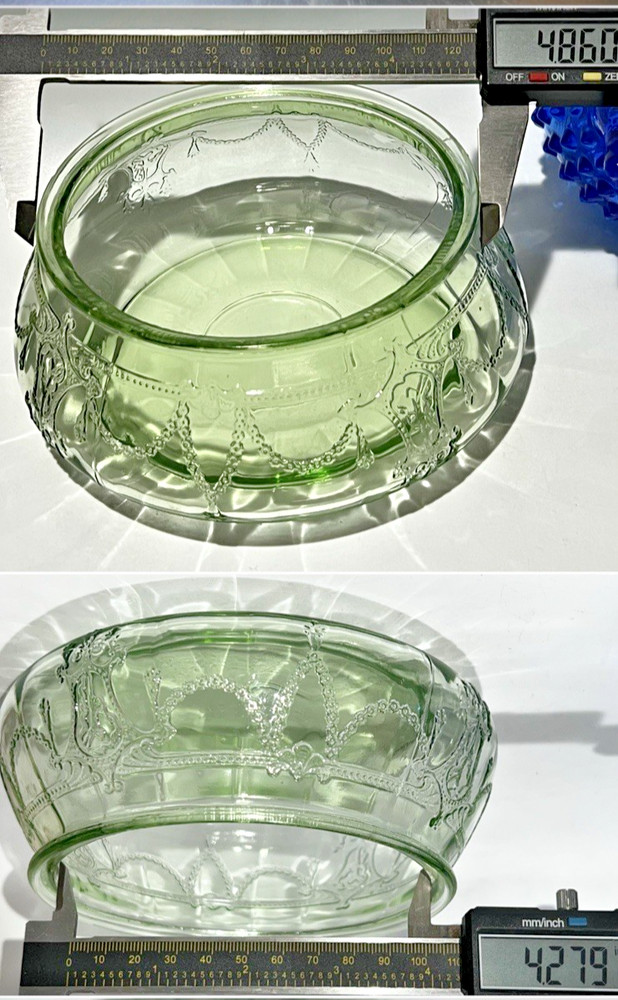 Anchor Hocking Candy Dish Cameo Pattern BASE ONLY NO LID 1930s Vaseline