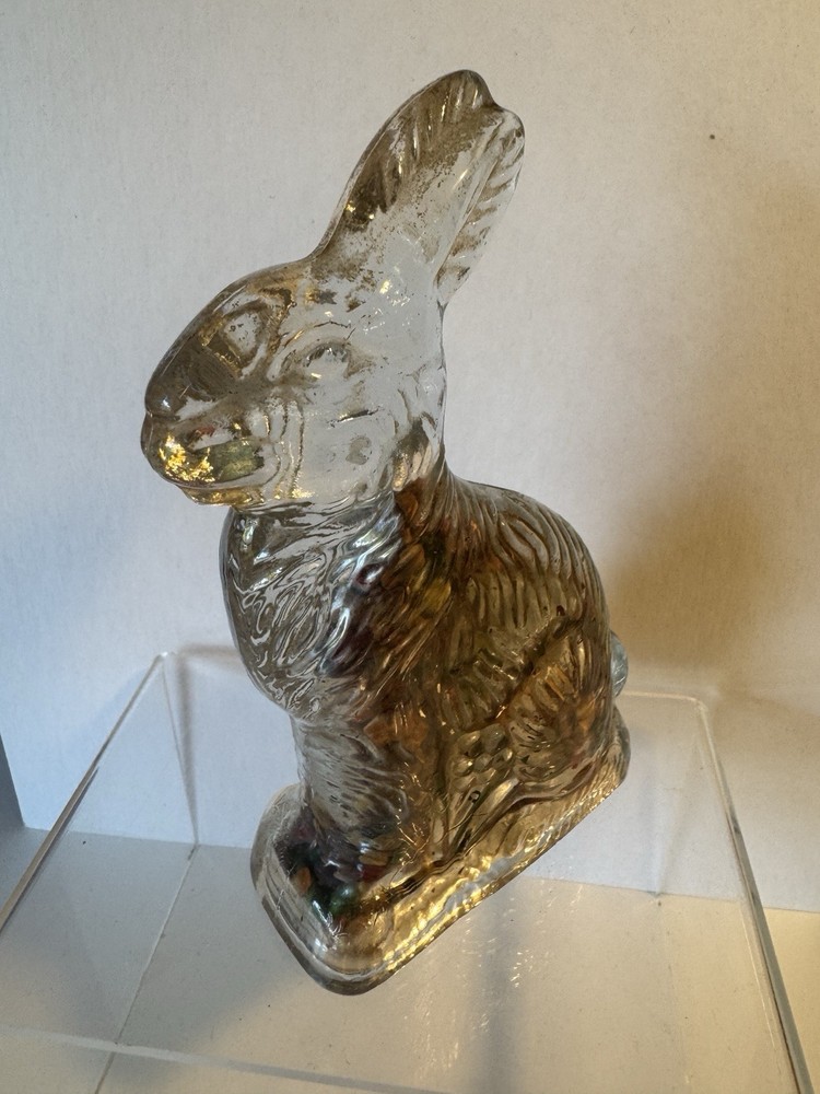 Vintage Glass Easter Bunny Rabbit Candy Container