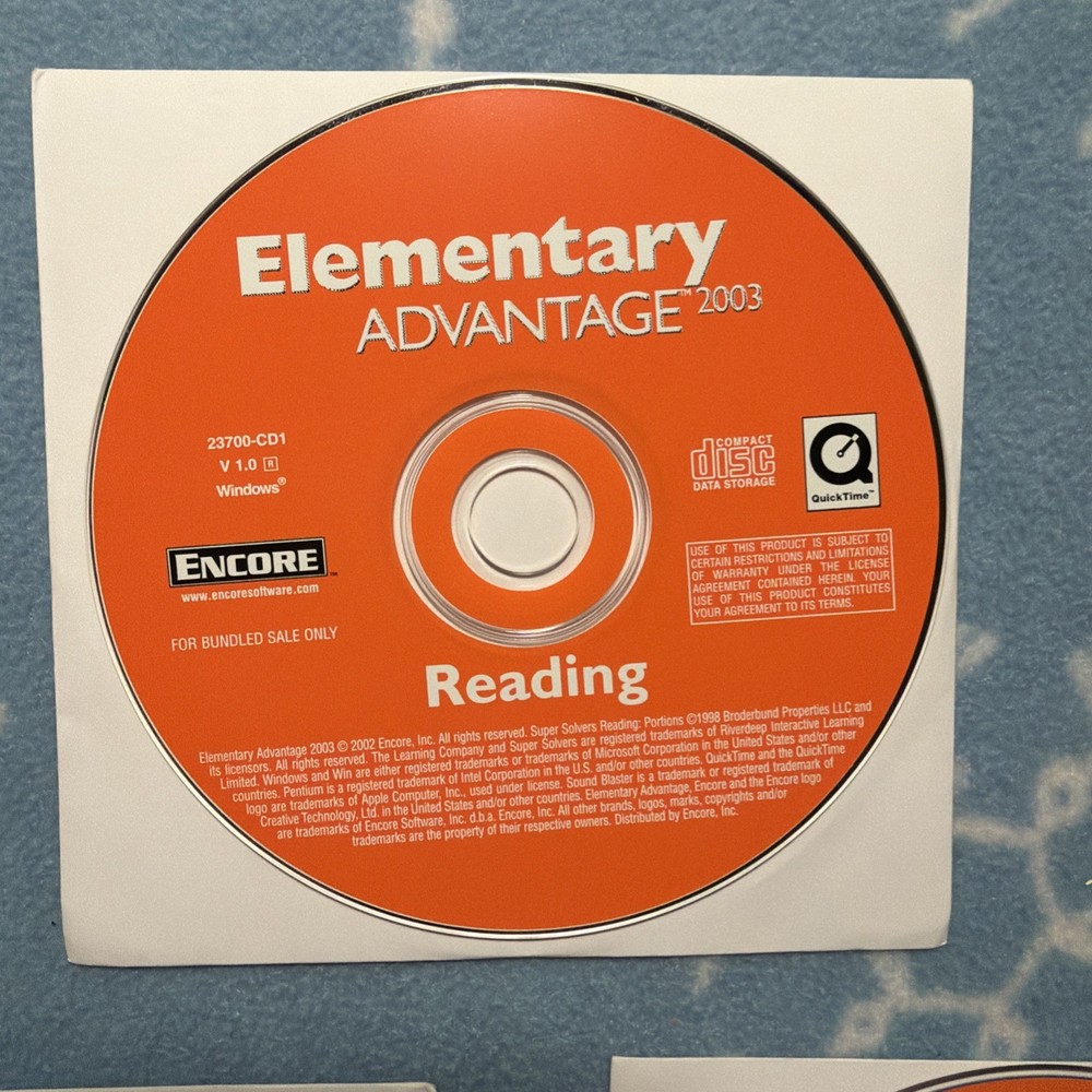 Lot of 7 Elementary Advantage 2003 PC CD-ROM Set - Math Reading Spanish Typing