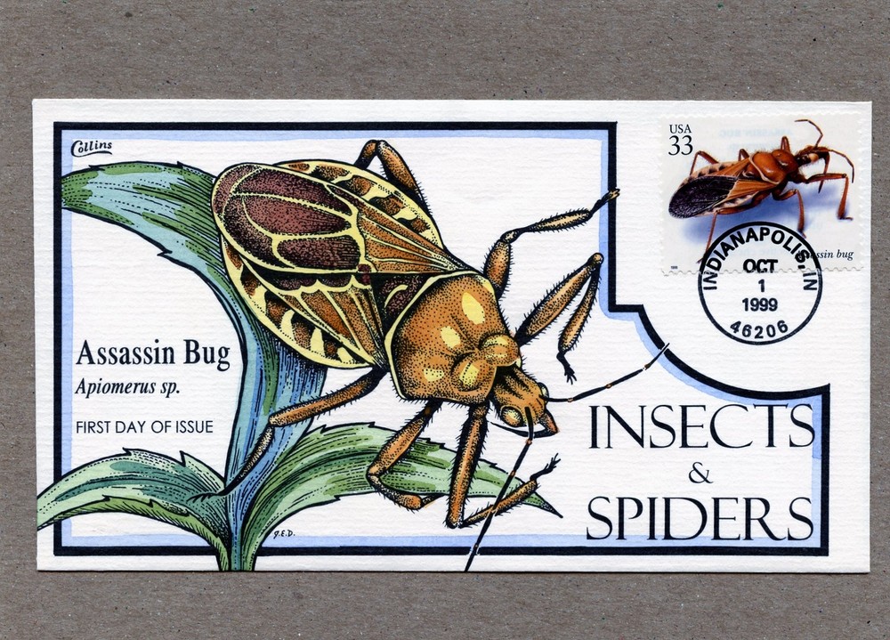 WWLF  COLLINS  FDC  COVER    INSECTS & SPIDERS   # 3351G   ASSASSIN BUG
