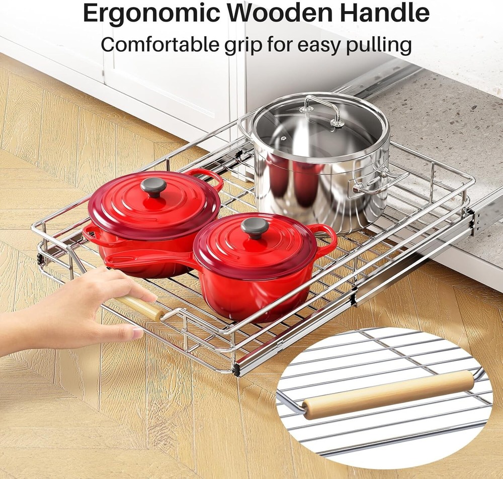 Pull out Cabinet Organizer,Heavy Duty Smooth Sliding Under Cabinet