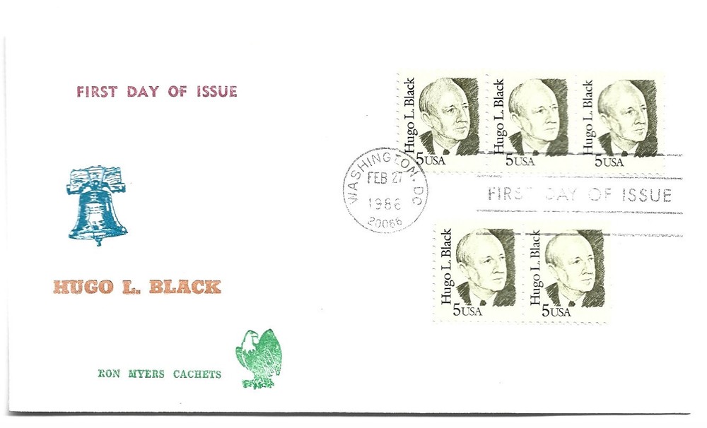 2172 5c Hugo Lafayette Black, Ron Myers Cachets, FDC