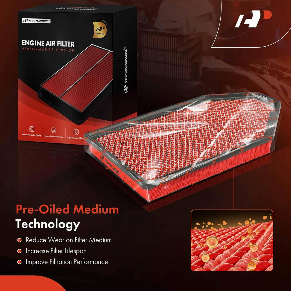 2-PC Pre-Oiled Engine Air Filter Compatible with Dodge Charger, Challenger & Chr