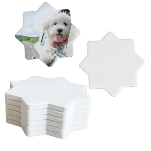Sublimation Ceramic Octagonal Star Shape Coasters Blanks - Octagonal, 8 PACK