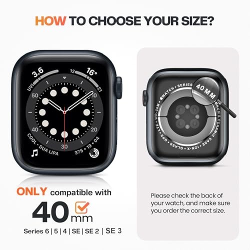 Waterproof Bling Case for Apple Watch Screen Protector SE 40mm Silver