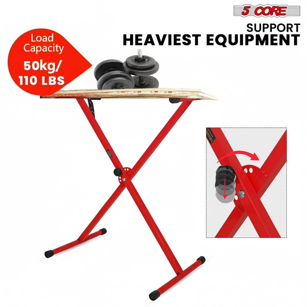 5Core Keyboard Stand X Shape Adjustable Foldable Piano Stand w Locking Strap