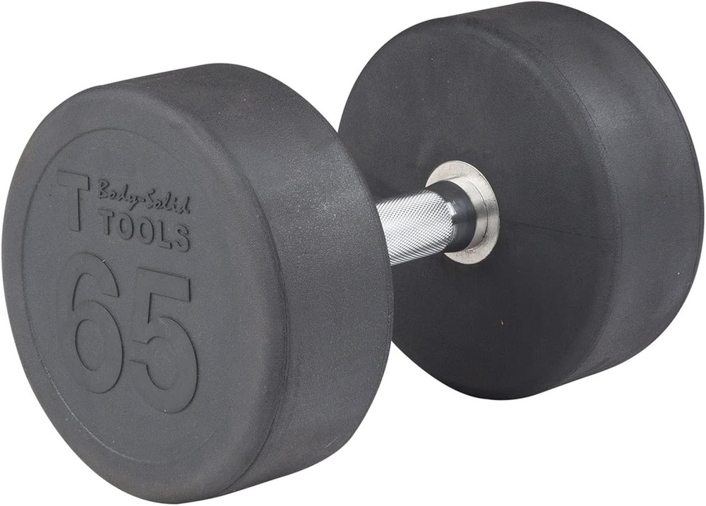 Body-Solid Premium Rubber-Coated Cast Iron Dumbbells with Solid Steel Handles