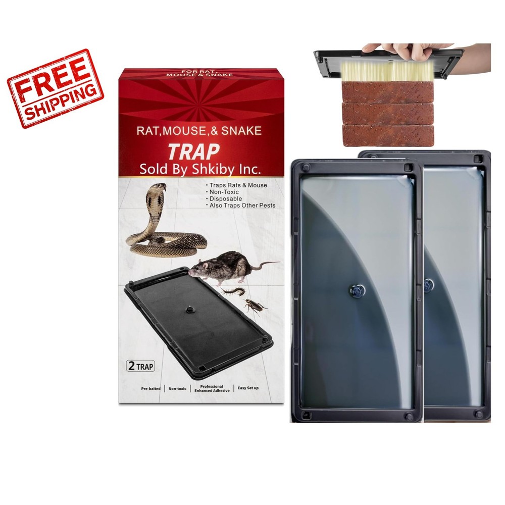 Efficient Large Glue Traps for Mice & Rats - 2 Pack with Pre-Scented Adhesive
