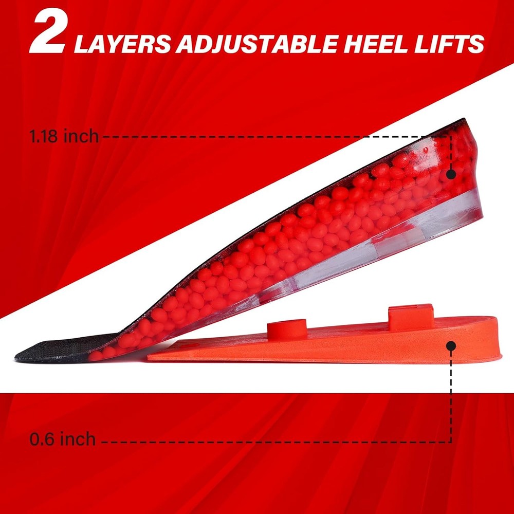 Adjustable Heel Lift Insoles Hidden Height Boost Shoe Inserts 1.8in