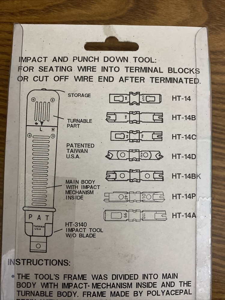 Telecom Impact and Punch Down Tool HT-3140 For Seating Terminal Blocks